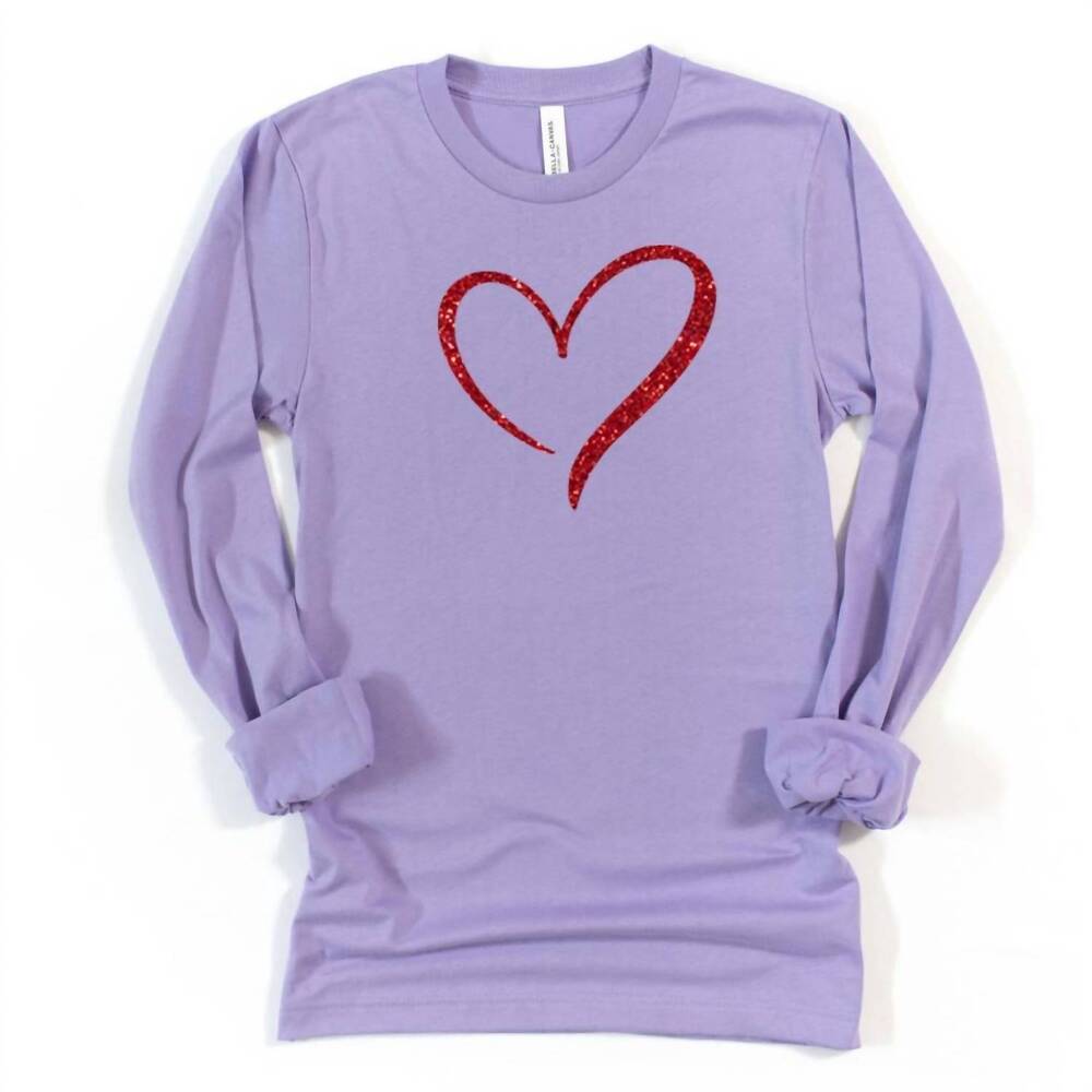 NEW SHAMAIM women's heart glitter tee shirt in lilac